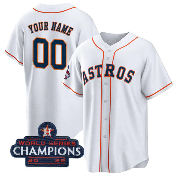 Custom Houston Astros Active Player White Fedasgoge 2022 World Series Champions Cool Base Stitched Jersey