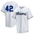 Miami Marlins #42 Jackie Robinson White Fedasgoge Home 2025 Day Replica Jersey