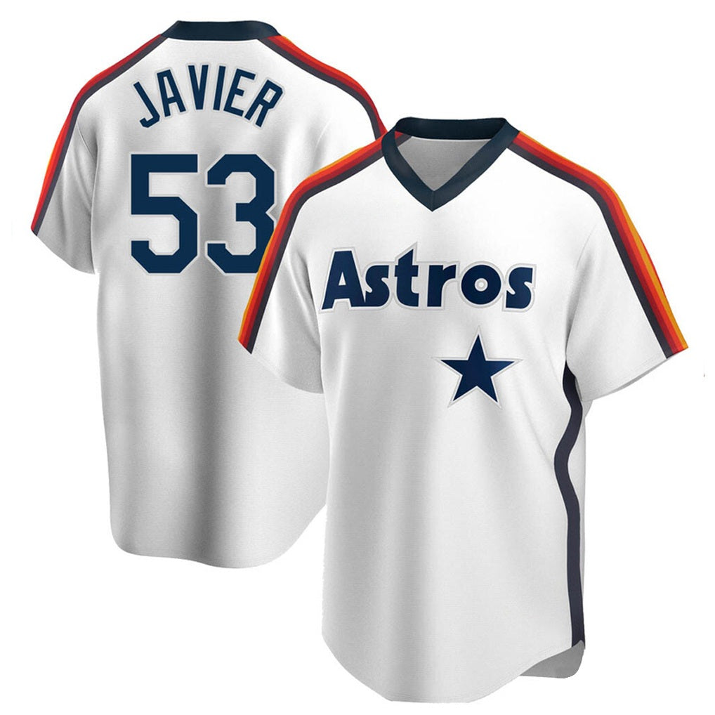 Houston Astros #53 Cristian Javier Player White Fedasgoge Cooperstown Collection T-shirt Stitched Jerseys