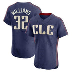 Cleveland Guardians #32 Gavin Williams Player Navy Fedasgoge City Connect Limited Elite Home Stitched Jerseys