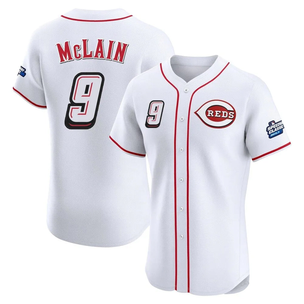 Cincinnati Reds #9 Matt McLain Player White Fedasgoge Speedway Classic Limited Elite Home Stitched Jerseys