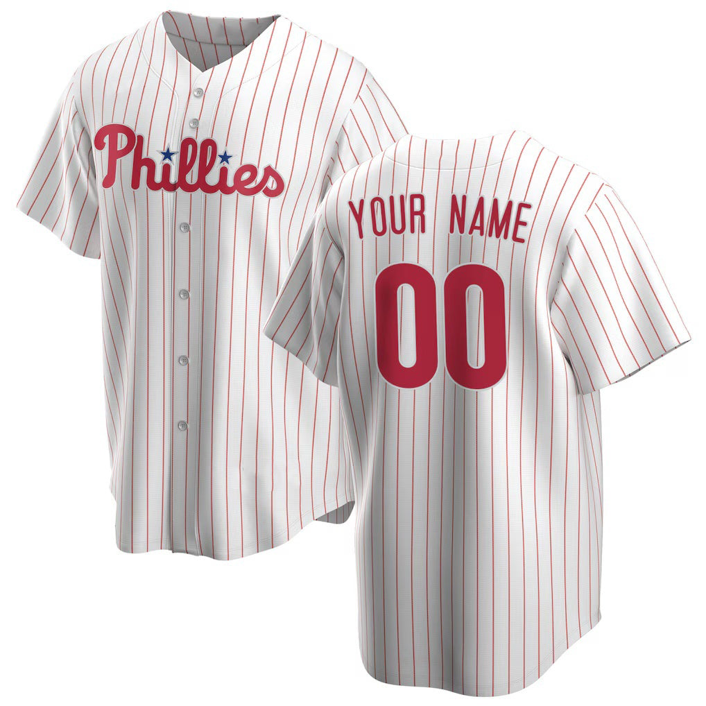 Custom Philadelphia Phillies White Fedasgoge Home Replica Jersey