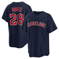 Cleveland Guardians #28 Tanner Bibee Player Navy Fedasgoge Game Home Stitched Jerseys