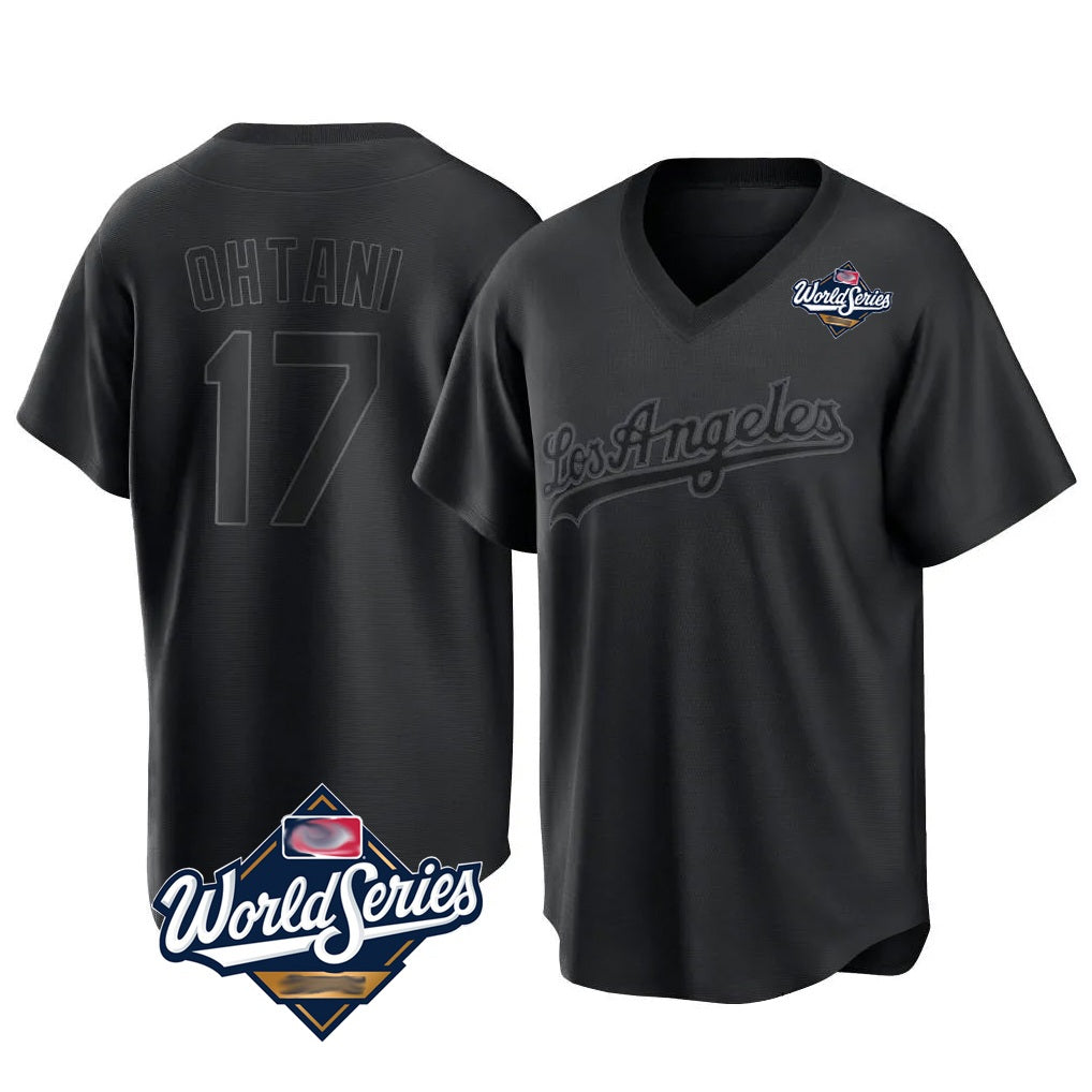 Los Angeles Dodgers #17 Shohei Ohtani Player Black Fedasgoge World Series Pitch Fashion T-shirt Stitched Jerseys