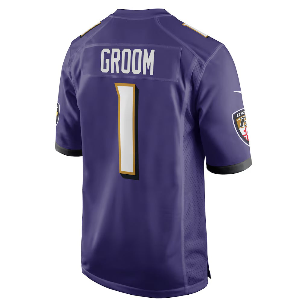 B.Ravens Number #1 Groom Purple Fedasgoge Game Jersey