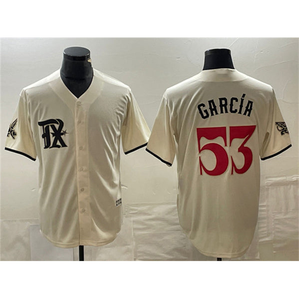 Texas Rangers #53 Adolis Garc¨ªa Cream Fedasgoge City Connect Cool Base Stitched Jersey