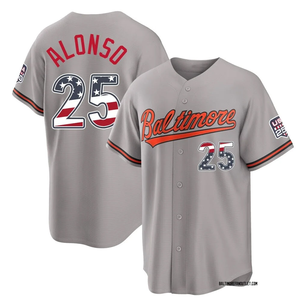 Baltimore Orioles #25 Pete Alonso Player Gray Fedasgoge USA 250 Fourth of July Home Game Stitched Jerseys