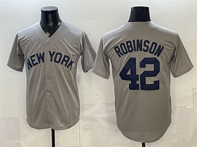 New York Yankees #42 Jackie Robinson Grey Fedasgoge Stitched Jersey