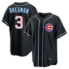 Chicago Cubs #3 Alex Bregman Player Black Fedasgoge Fashion Out Game Stitched Jerseys