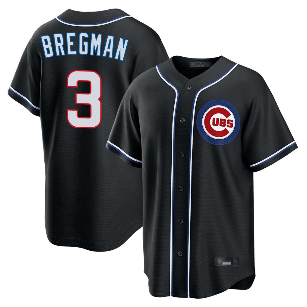 Chicago Cubs #3 Alex Bregman Player Black Fedasgoge Fashion Out Game Stitched Jerseys