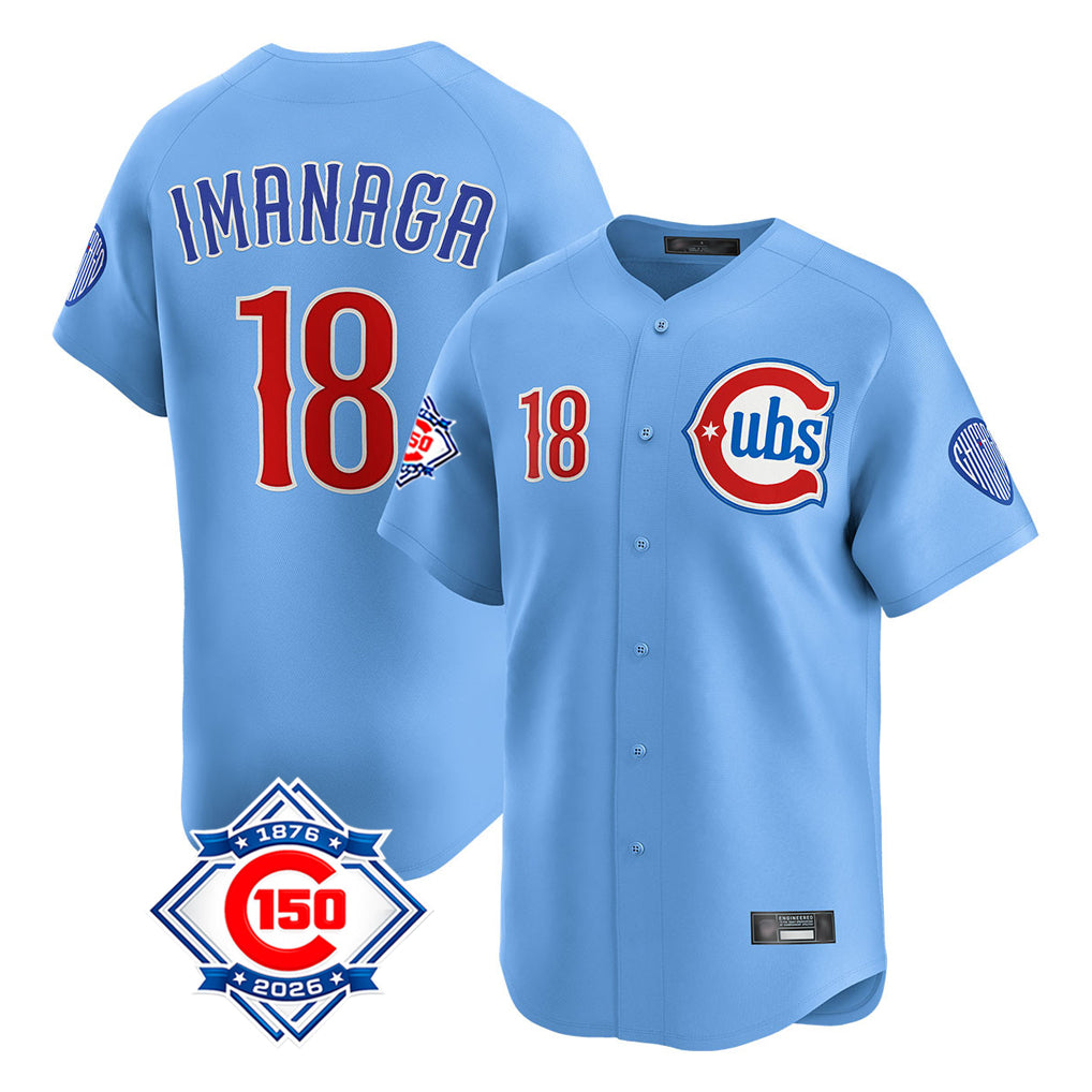 Chicago Cubs #18 Shota Imanaga Player Light Blue Fedasgoge 150th Anniversary Limited Home Stitched Jerseys