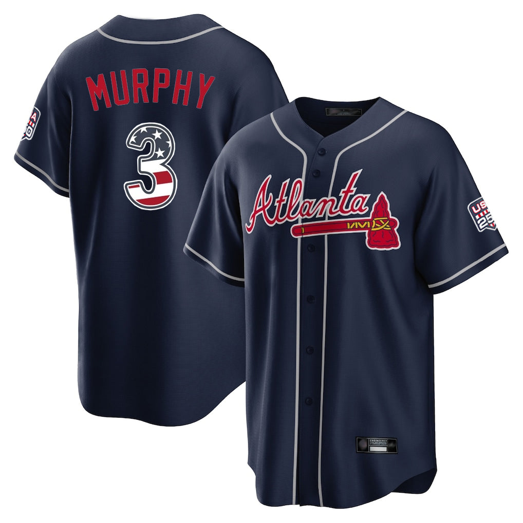 Atlanta Braves #3 Dale Murphy Player Navy Fedasgoge USA 250 Fourth Of July Limited Home Game Stitched Jerseys