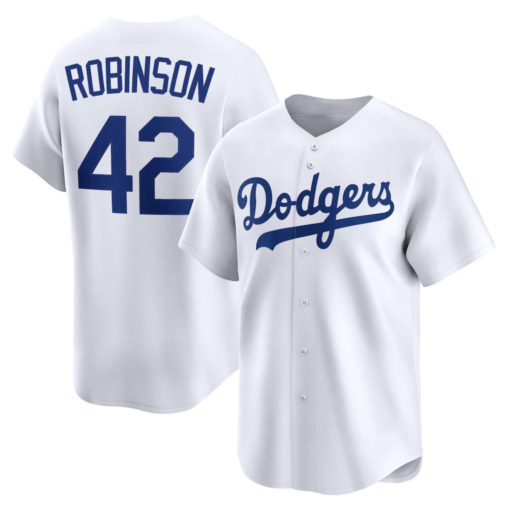 Los Angeles Dodgers #42 Jackie Robinson White Fedasgoge Throwback Cooperstown Collection Limited Jersey