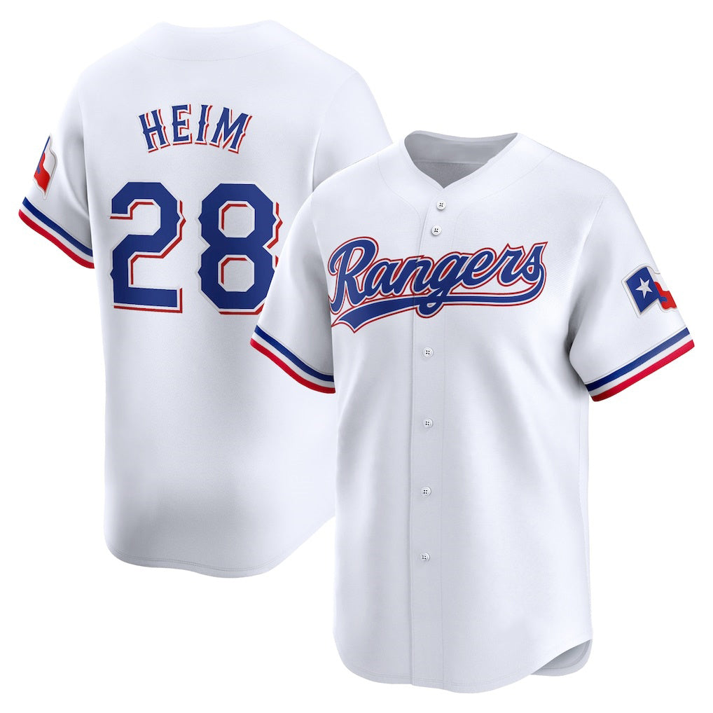 Texas Rangers #28 Jonah Heim White Fedasgoge Home Limited Player Jersey