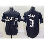 Houston Astros #3 Jeremy Pena Black Fedasgoge Gothic 'Houston Born Barrio Raised' Limited Stitched Jersey