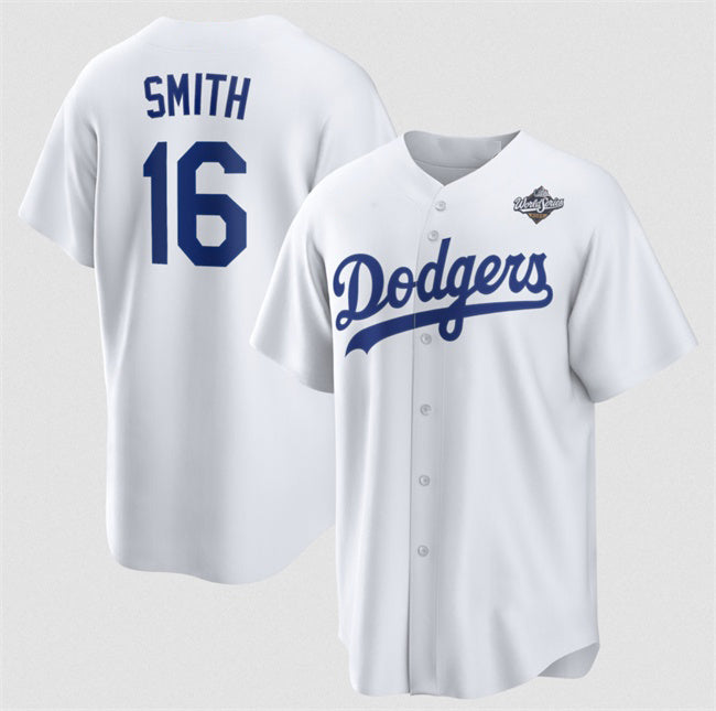 Los Angeles Dodgers #16 Will Smith White Fedasgoge 2025 World Series Home Cool Base Stitched Jersey