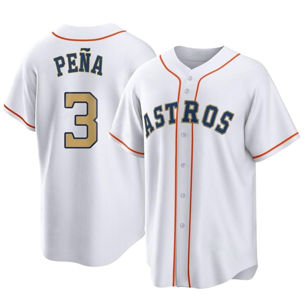Houston Astros #3 Jeremy Pena Player Gold Fedasgoge Collection Game Home Stitched Jerseys