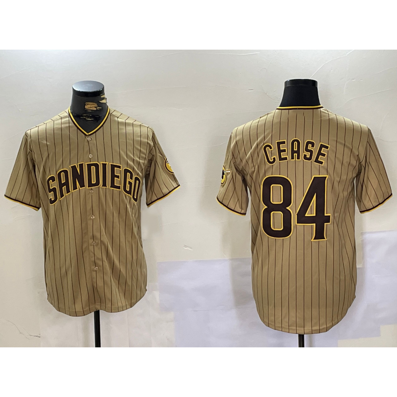 San Diego Padres #84 Dylan Cease Khaki Fedasgoge Team Logo Stitched Cool Base Jersey
