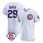 Chicago Cubs #29 Michael Busch Player White Fedasgoge 150th Anniversary Limited Elite Home Game Stitched Jerseys