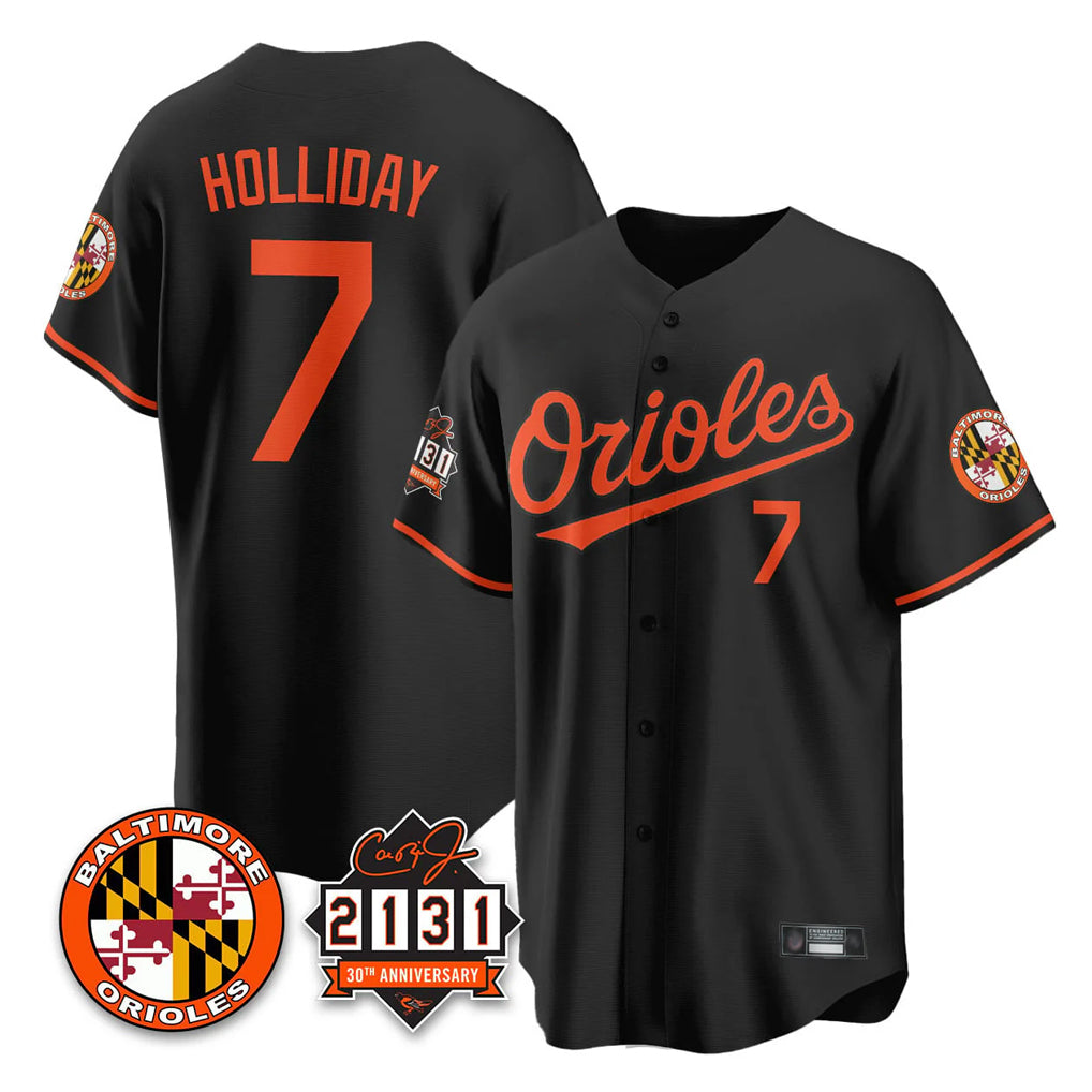 Baltimore Orioles #7 Jackson Holliday Player Black Fedasgoge 30th Anniversary of 2131 Home Game Stitched Jerseys