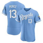 Kansas City Royals #13 Salvador Perez Player Light Blue Fedasgoge Alt Limited Elite Home Stitched Jerseys