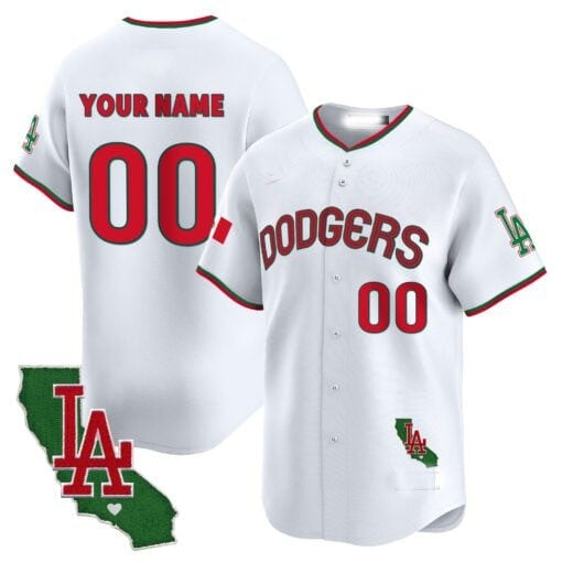 Custom Los Angeles Dodgers Mexico California Patch Vapor Premier Limited Jersey V3 ¨C All Stitched-White Fedasgoge