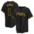 Atlanta Braves #1 Ozzie Albies Player Black Fedasgoge Snake Skin City Home Game Stitched Jerseys