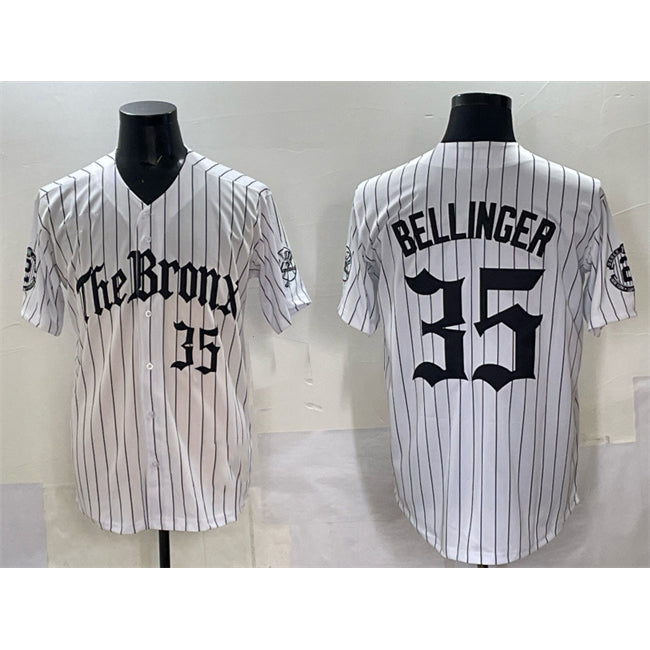 New York Yankees #35 Cody Bellinger White Fedasgoge Pinstripe 'Gothic Legacy Edition' Vapor Premier Limited Stitched Jersey