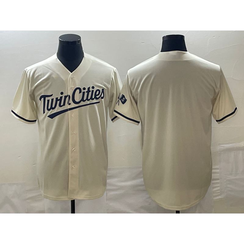 Minnesota Twins Blank Cream Fedasgoge Cool Base Stitched Jersey