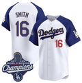 Los Angeles Dodgers #16 Will Smith White Blue Fedasgoge 2025 Champions Stitched Jersey