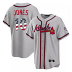 Atlanta Braves #10 Chipper Jones Player Gray Fedasgoge USA 250 Fourth Of July Limited Home Game Stitched Jerseys