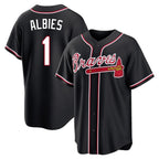 Atlanta Braves #1 Ozzie Albies Player Black Fedasgoge Fashion Out Game Stitched Jerseys