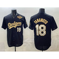 Los Angeles Dodgers #18 Yoshinobu Yamamoto Black Gold Fedasgoge 2025 World Series Patch Limited Stitched Jersey