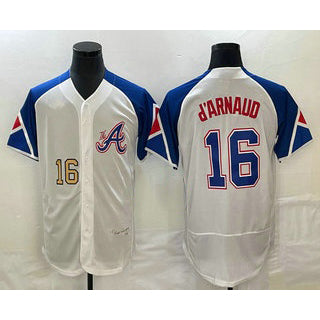 Atlanta Braves #16 Travis dArnaud Number White Fedasgoge 2023 City Connect Flex Base Stitched Jersey