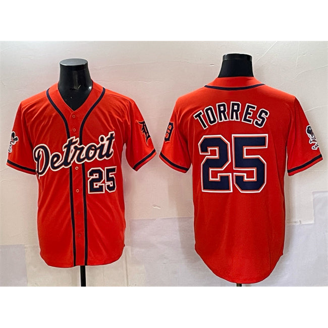 Detroit Tigers #25 Gleyber Torres Orange Fedasgoge With Patch Vapor Premier Limited Stitched Jersey 2