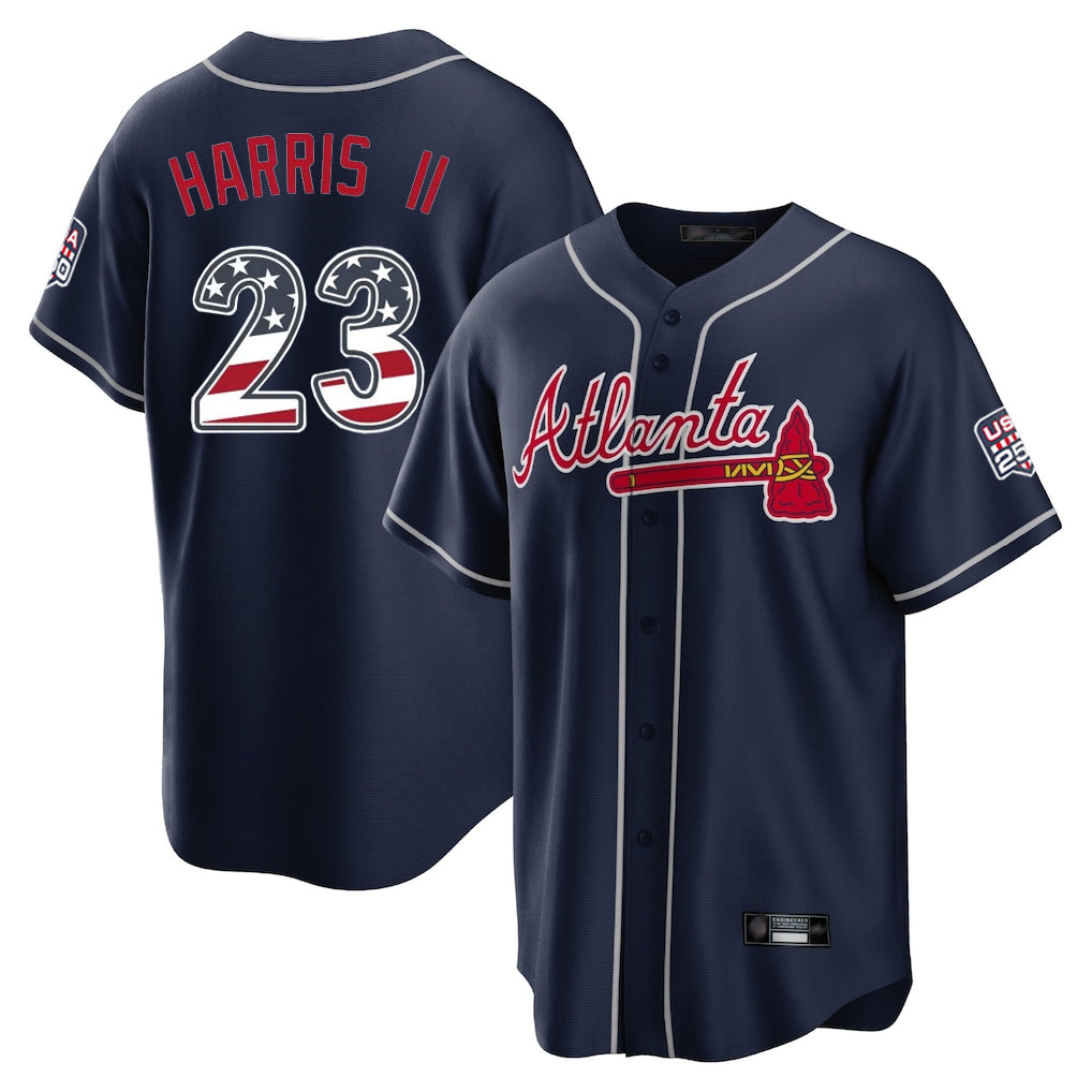 Atlanta Braves #23 Michael Harris II Player Navy Fedasgoge USA 250 Fourth Of July Limited Home Game Stitched Jerseys