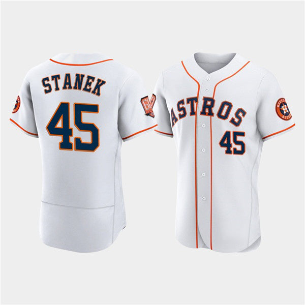 Houston Astros #45 Ryne Stanek White Fedasgoge 60th Anniversary Flex Base Stitched Jersey