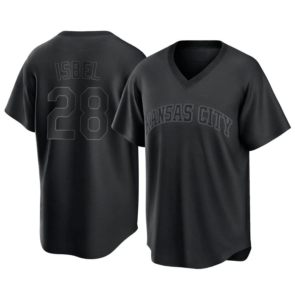 Kansas City Royals #28 Kyle Isbel Player Black Fedasgoge Fashion Game Stitched Jerseys