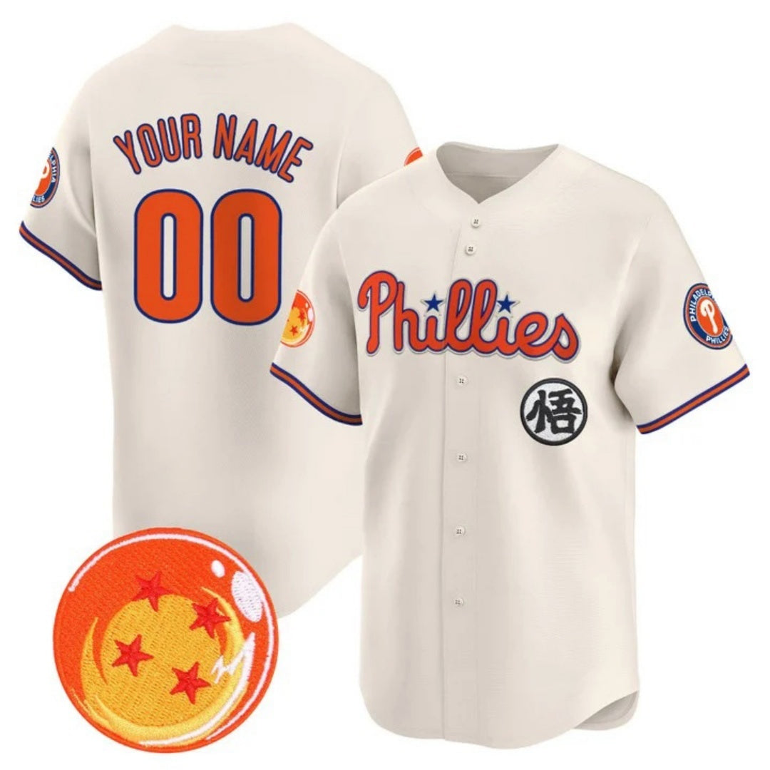Custom Philadelphia Phillies x Dragon Ball Cream Fedasgoge Vapor Premier Limited Jersey - All Stitched