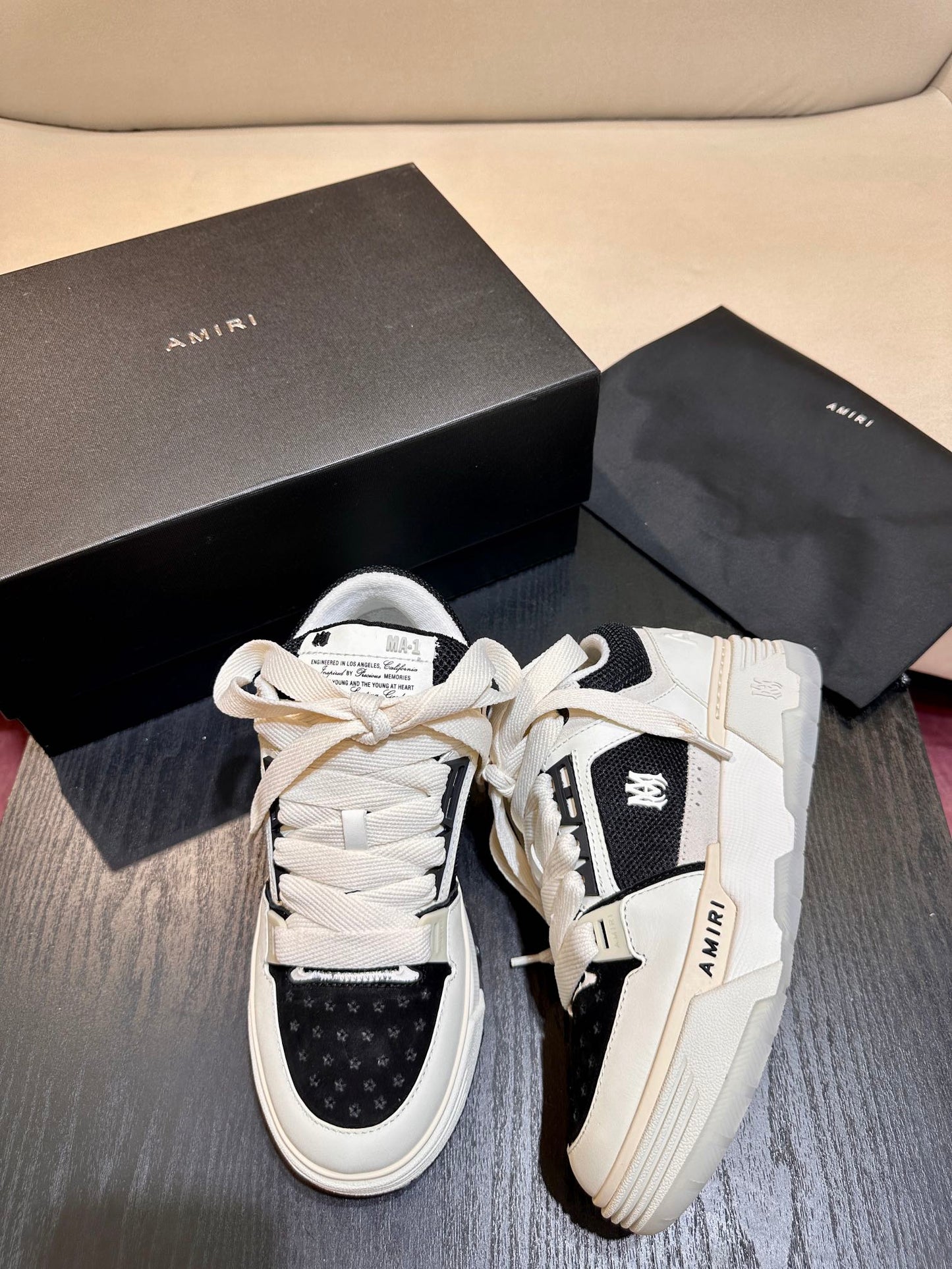 Men's Amiri Premium Leather Platform Mesh Shoes