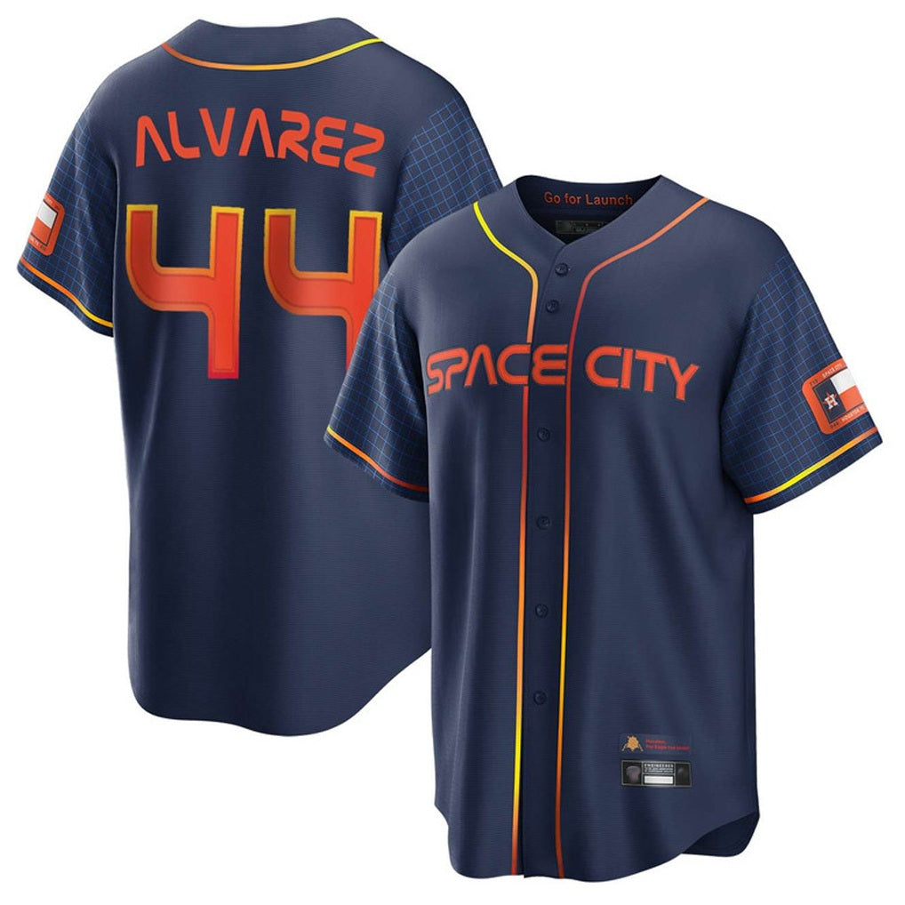 Houston Astros #44 Yordan Alvarez Player Navy Fedasgoge City Connect Home Game Stitched Jerseys