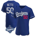 Los Angeles Dodgers #50 Mookie Betts Player Royal Fedasgoge World Series Meet Limited Elite Home Stitched Jerseys