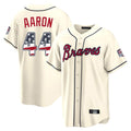 Atlanta Braves #44 Hank Aaron Player Cream Fedasgoge USA 250 Fourth Of July Limited Home Game Stitched Jerseys