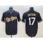 Los Angeles Dodgers #17 Shohei Ohtani Black Gold Fedasgoge Stitched Cool Base Jerseys