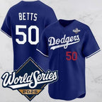 Los Angeles Dodgers #50 Mookie Betts Blue Fedasgoge 2025 World Series Vapor Limited Stitched Jersey