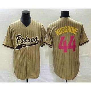 San Diego Padres #44 Joe Musgrove Tan Fedasgoge Pinstripe 2023 City Connect Cool Base Stitched Jersey
