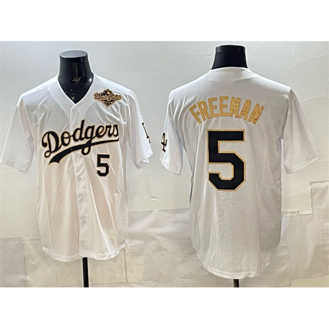 Los Angeles Dodgers #5 Freddie Freeman White Gold Fedasgoge 2025 World Series Limited Stitched Jersey