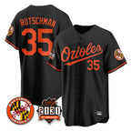 Baltimore Orioles #35 Adley Rutschman Player Black Fedasgoge 30th Anniversary of 2131 Home Game Stitched Jerseys