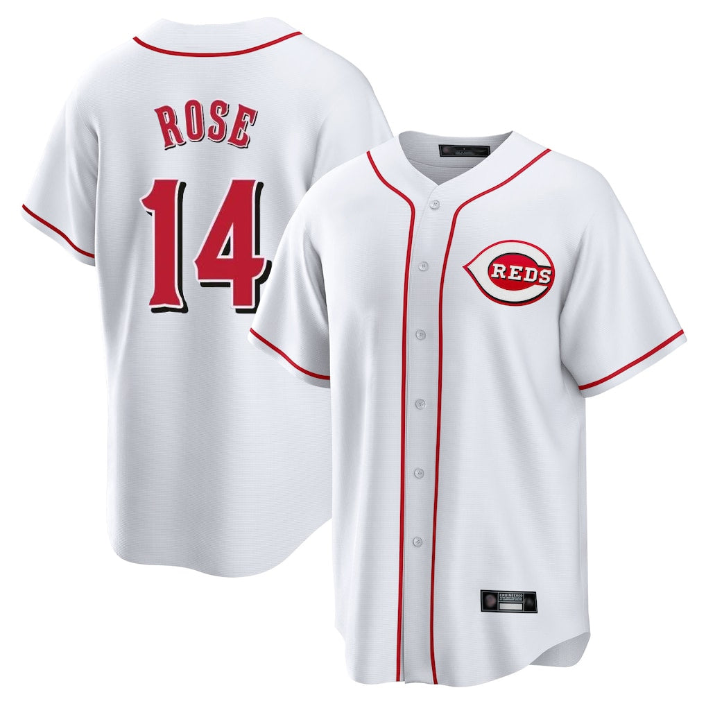 Cincinnati Reds #14 Pete Rose Player White Fedasgoge Game Home Stitched Jerseys