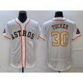 Houston Astros #30 Kyle Tucker 2023 White Gold Fedasgoge World Serise Champions Patch Flex Base Stitched Jersey